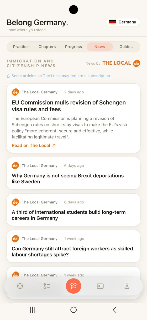 Belong Germany News segment on Android with immigration and citizenship stories from The Local Germany